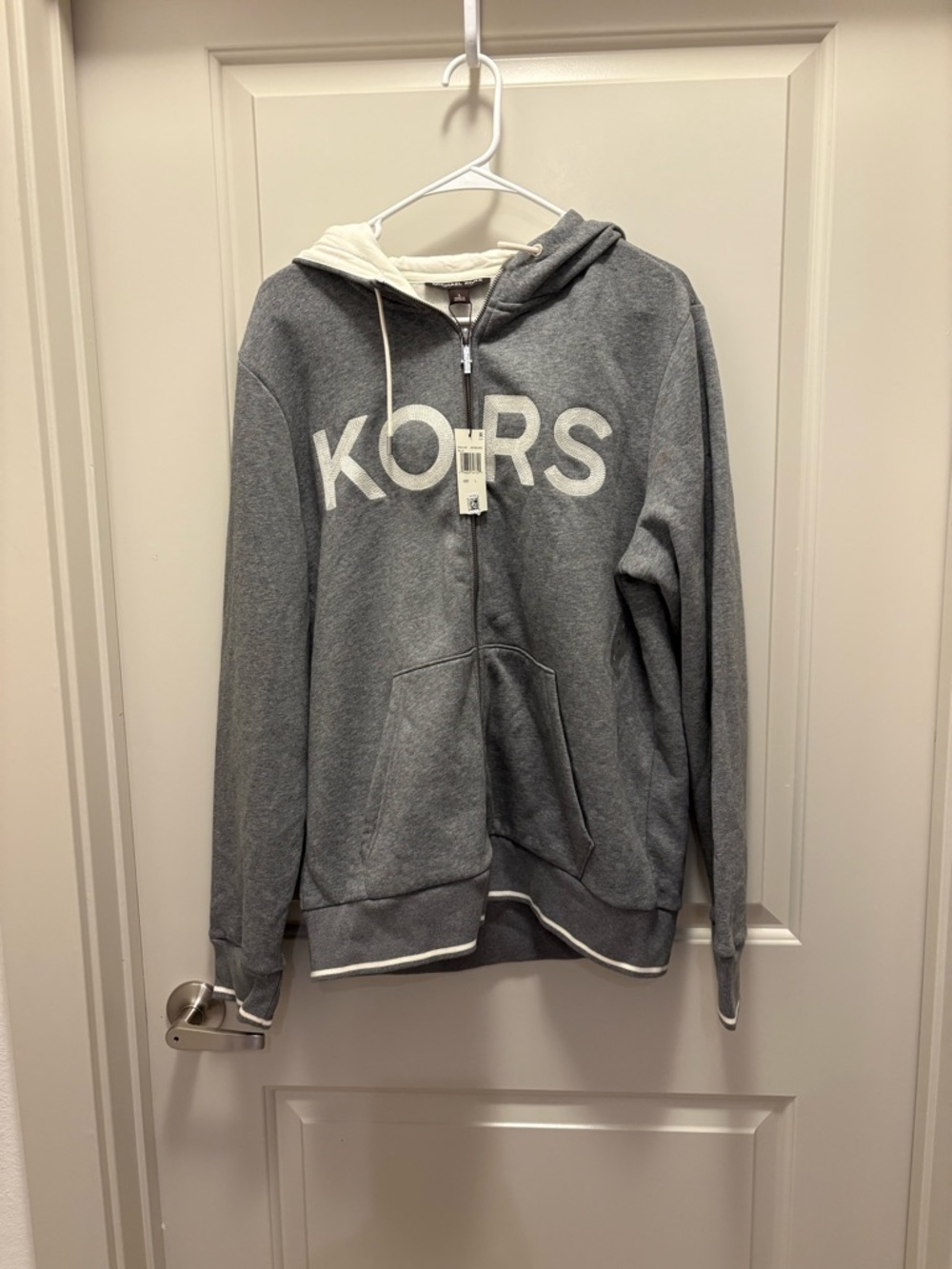 Michael Kors Men's Textured-Logo Zip Hoodie NWT Size L